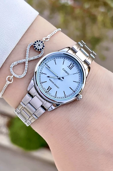 Casio CSISTE103 Kadranı Mavi Kordonu Gümüş Renk Hediye Paketli Kadın Kol Saati - Resim 2