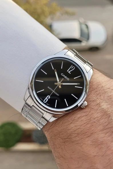 Casio CSISTE102 Kadranı Siyah Kordonu Gümüş Renk Hediye Paketli Erkek Kol Saati - Resim 3