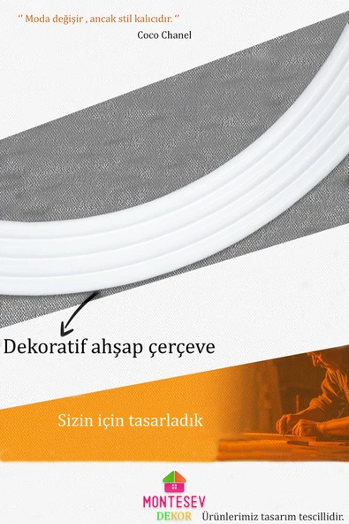Zümrüt Ahşap  Elit Dekoratif Ayna Yuvarlak Ayna Işlemeli Duvar Aynası Üçlü / 69 - 56 - 43 Cm - 6