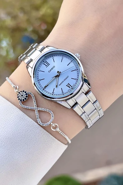 Casio CSISTE103 Kadranı Mavi Kordonu Gümüş Renk Hediye Paketli Kadın Kol Saati - Resim 4