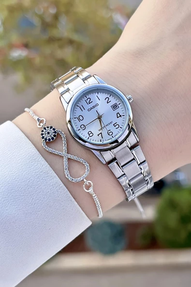 Casio CSISTE111 Gümüş Renk Takvimli Hediye Paketli Kadın Kol Saati - Resim 4