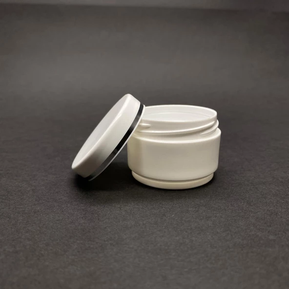 25 Ml Kapaklı Gümüş Yaldızlı Beyaz Krem Kavanozu , 25 Cc Boş Plastik Krem Kutusu x 10 Adet - 2