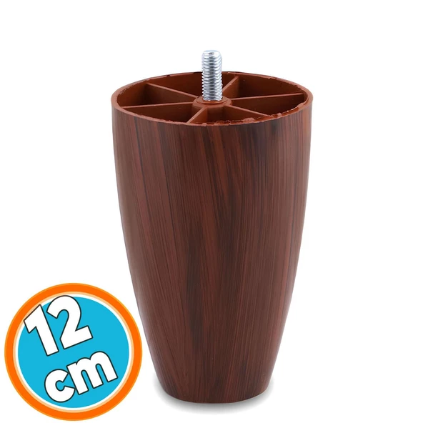 Mobilya Yükseltici Kanepe Ünite Koltuk Ayağı Baza Ayakları Ceviz Desen Plastik Ayak 12 cm 4 Adet - 6
