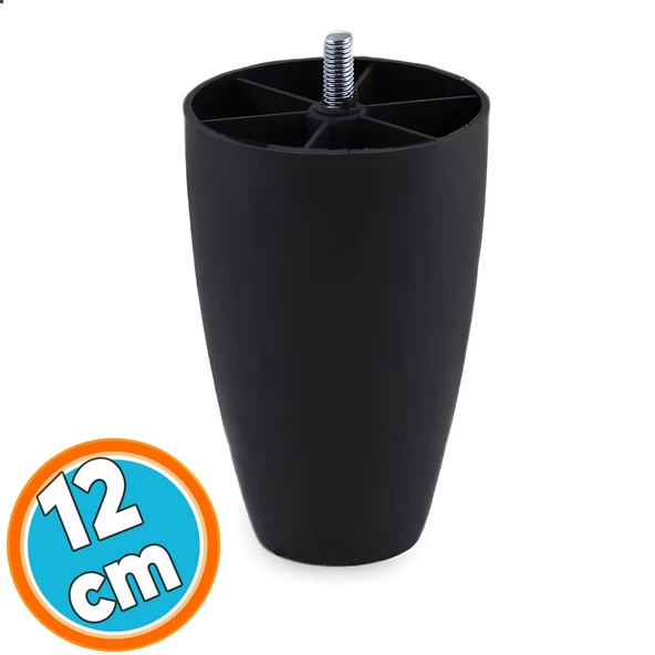 Mobilya Yükseltici Kanepe TV Ünitesi Koltuk Ayağı Baza Ayakları Siyah Oval Plastik Ayak 12 cm 4 Adet - Resim 6