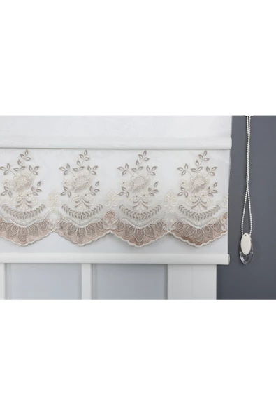 Blind-X Vizon Çift Mekanizmalı Kadife Demet Nakışlı Tül Stor Perde (Dayanıklı Alüminyum Kasa) - 2