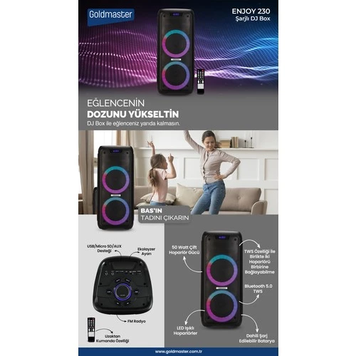 Goldmaster Enjoy 230 Şarjlı Radyolu Dj Box - 5