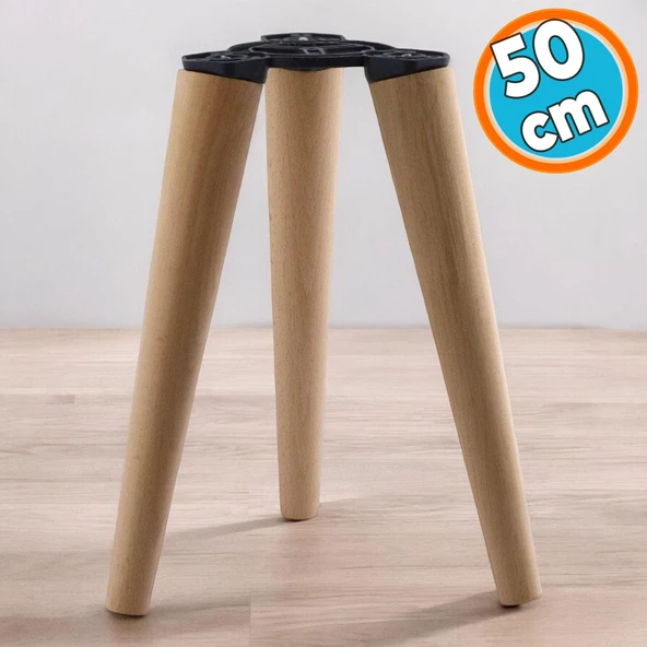 50 cm Ahşap Sehpa 3'lü Ayak Takımı Zigon Puf Tabure Ayağı Masa Ayakları 50 cm Bağlantı Aparatı Dahil