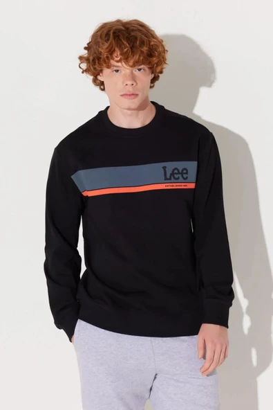 Lee Bisiklet Yaka Regular Fit Siyah Erkek Sweatshirt L232501001