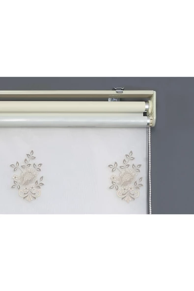 Blind-X Vizon Çift Mekanizmalı Kadife Demet Nakışlı Tül Stor Perde (Dayanıklı Alüminyum Kasa) - 3