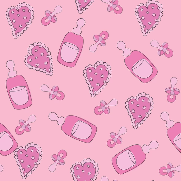 Biberon ve Emzik Bebek Odası Duvar Kağıdı Baskı - Resim 6