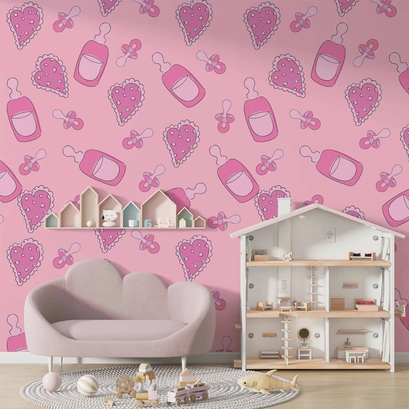 Biberon ve Emzik Bebek Odası Duvar Kağıdı Baskı ürün görseli