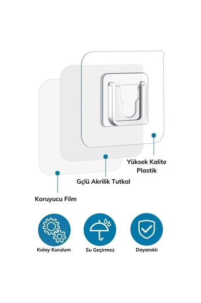 Mithra Life 5 Adet Çift Taraflı Yapışkanlı Eşya Sabitleme Askısı MIT1107 - 2