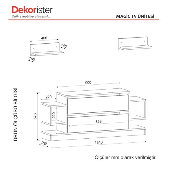 Dekorister Magic Tv Ünitesi Beyaz-Ceviz - 7