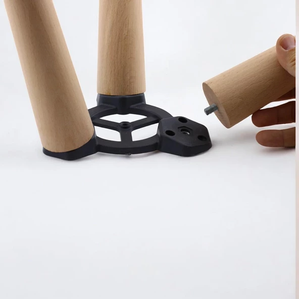 45 cm Ahşap Sehpa 3'lü Ayak Takımı Zigon Puf Tabure Ayağı Masa Ayakları Bağlantı Aparatı Dahil - Resim 4