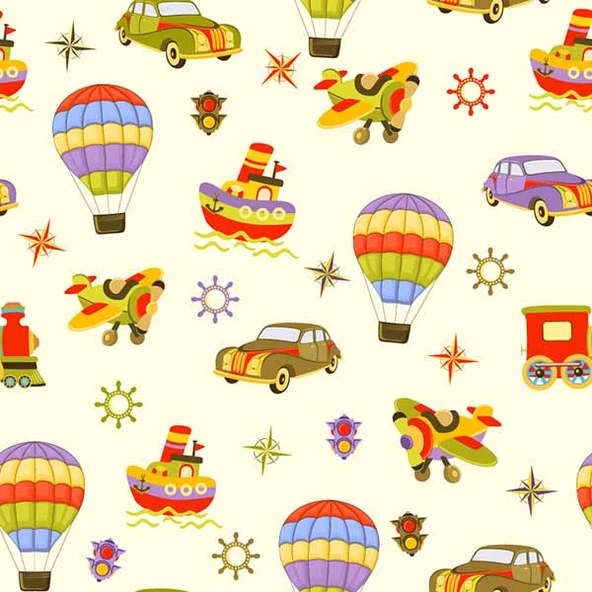 Taşıtlar Çocuk Odası Duvar Kağıdı Baskı - Resim 6