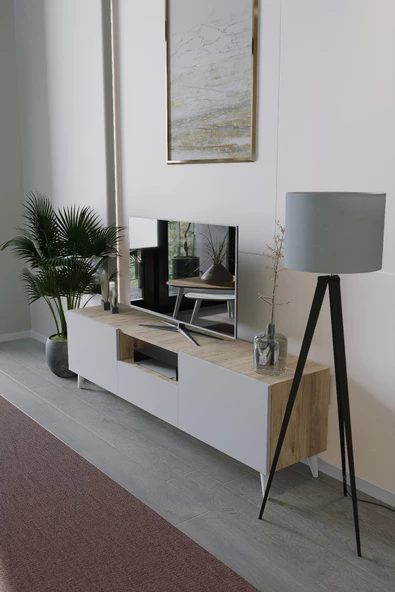 Mirobi Bravix Modern TV Ünitesi 3 Bölmeli Beyaz - 2