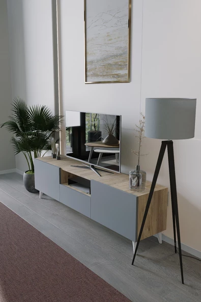 Mirobi Bravix Modern TV Ünitesi 3 Bölmeli Antrasit - 2