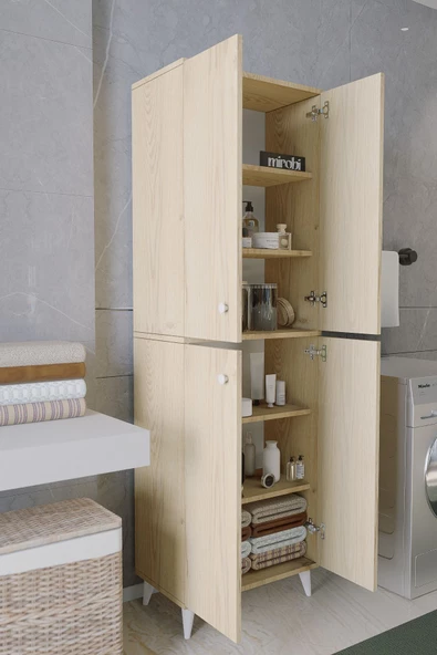 Mirobi Furex 6 Raflı 2 Kapaklı Çok Amaçlı Banyo Dolabı Rivoli - 3