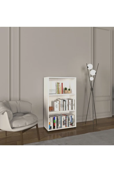 Mirobi Lizbon 3 Raflı Kitaplık Ofis Dolabı Klasörlük Çok Amaçlı Dolap Mutfak Dolabı Beyaz - 2