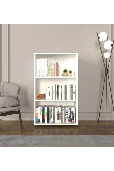 Mirobi Lizbon 3 Raflı Kitaplık Ofis Dolabı Klasörlük Çok Amaçlı Dolap Mutfak Dolabı Beyaz