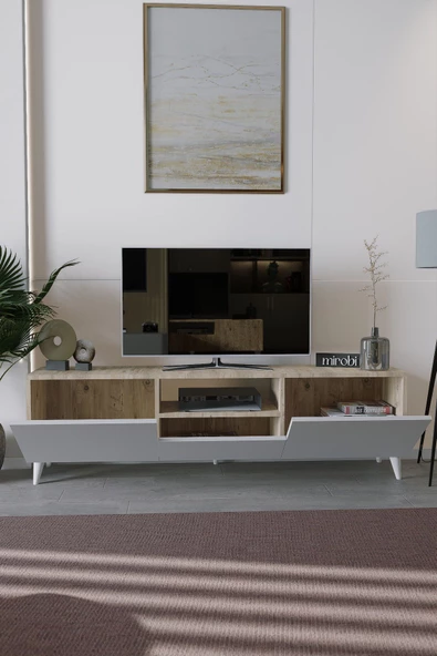 Mirobi Bravix Modern TV Ünitesi 3 Bölmeli Beyaz - 3