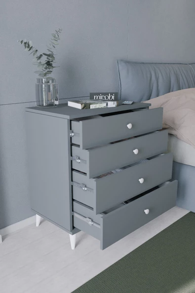 Mirabel Dekoratif 4 Çekmeceli Ayaklı Şifonyer Antrasit