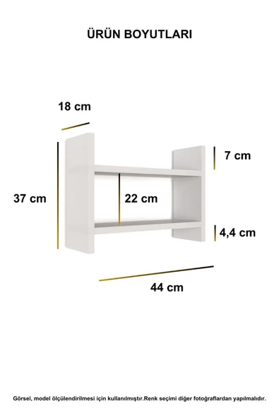 Mirobi Arles Çok Amaçlı Dekoratif Raf Masa Üstü Raf Tezgah Üstü Raf Masa Üstü Kitaplık Beyaz - 3
