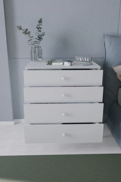 Mirobi Mirabel Dekoratif 4 Çekmeceli Ayaklı Şifonyer Beyaz - 2