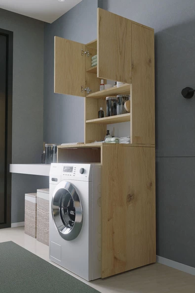 Mirobi Çamaşır Makinesi Dolabı Hayzum 180*066*55 Banyo Kiler Dolabı Rivoli - 4