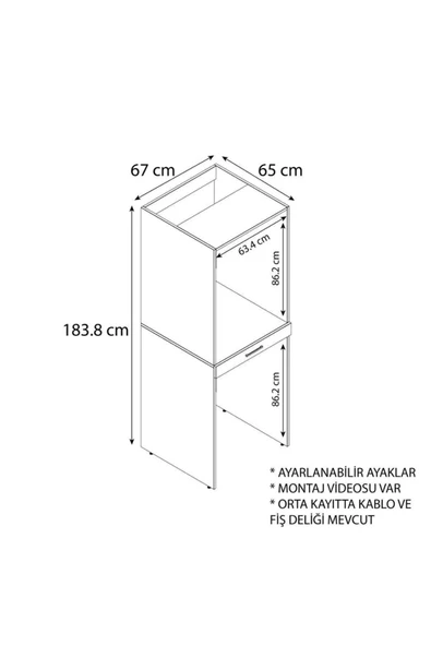 Mirobi Velmor Banyo Dolabı Çamaşır ve Kurutma Makinesi Dolabı Rivoli - 4