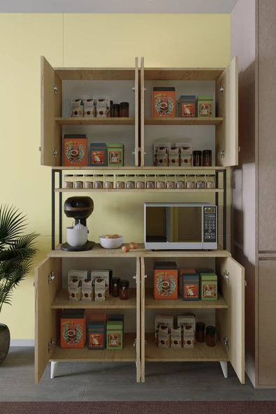 Mirobi Nexar Kavhe Köşesi 8 Raflı Çok Amaçlı Mutfak Dolabı Rivoli - 2