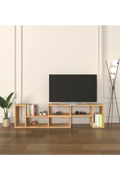 Mirobi Çok Şekilli Fonksiyonel Tv Sehpası, Dekoratif Sehpa-Kitaplık, Blok Tv Ünitesi, Rivoli - 3