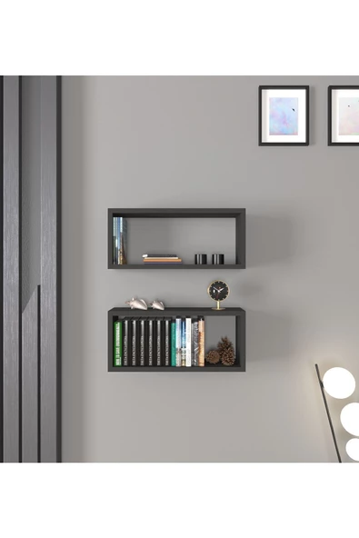 Mirobi Arles 2li Dikdörtgen Ahşap Duvar Rafı Uçan Raf Banyo Mutfak Salon Antre Duvar Düzenleyici Or - 2