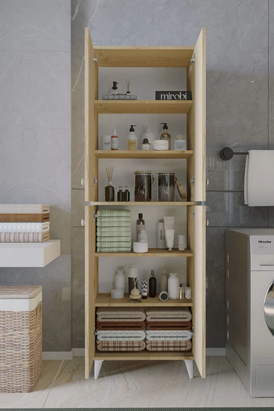 Mirobi Furex 6 Raflı 2 Kapaklı Çok Amaçlı Banyo Dolabı Rivoli - 2