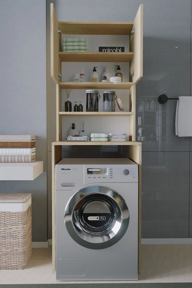 Mirobi Çamaşır Makinesi Dolabı Hayzum 180*066*55 Banyo Kiler Dolabı Rivoli - 2