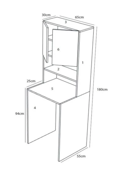 Mirobi Çamaşır Makinesi Dolabı Hayzum 180*066*55 Banyo Kiler Dolabı Beyaz - 5