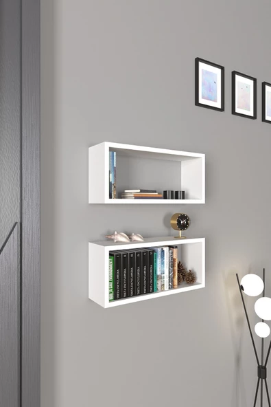 Mirobi Arles 2li Dikdörtgen Ahşap Duvar Rafı Uçan Raf Banyo Mutfak Salon Antre Duvar Düzenleyici Or - 2