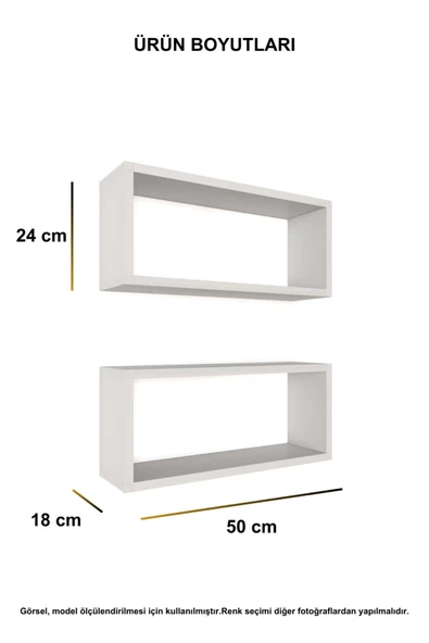 Mirobi Arles 2li Dikdörtgen Ahşap Duvar Rafı Uçan Raf Banyo Mutfak Salon Antre Duvar Düzenleyici Or - 4