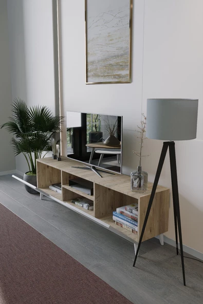 Mirobi Bravix Modern TV Ünitesi 3 Bölmeli Beyaz - 4