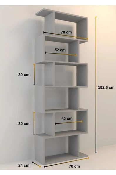 Mirobi 6 Raflı Kitaplık Dekoratif Raf Zigzag Kitaplık Siyah - 5