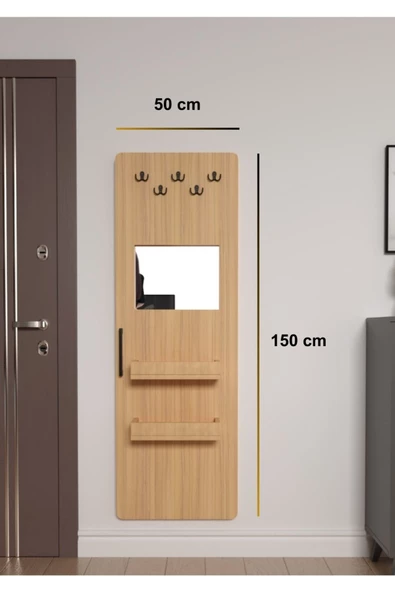 Mirobi Gizli Boy Aynası, Dekoratif Vestiyer, Modern Askılık, Sürgülü Kapaklı Boy Aynası, Aynalı Vestiyer - 2