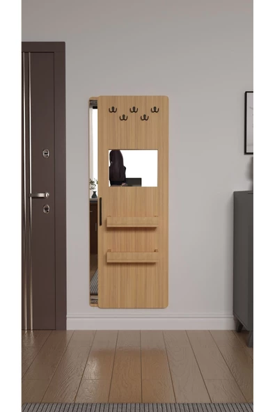 Mirobi Gizli Boy Aynası, Dekoratif Vestiyer, Modern Askılık, Sürgülü Kapaklı Boy Aynası, Aynalı Vestiyer - 4