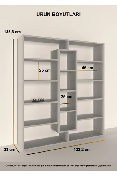 Mirobi Kiola 14 Bölmeli Dekoratif Açık Tasarım Kitaplık Modern Kitaplık Rivoli - 4