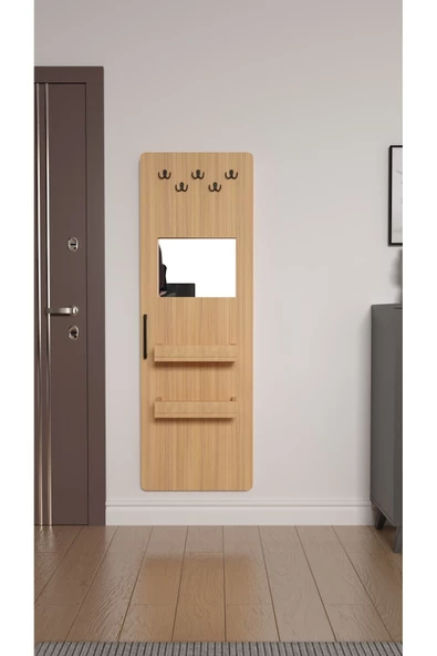 Mirobi Gizli Boy Aynası, Dekoratif Vestiyer, Modern Askılık, Sürgülü Kapaklı Boy Aynası, Aynalı Vestiyer - 5