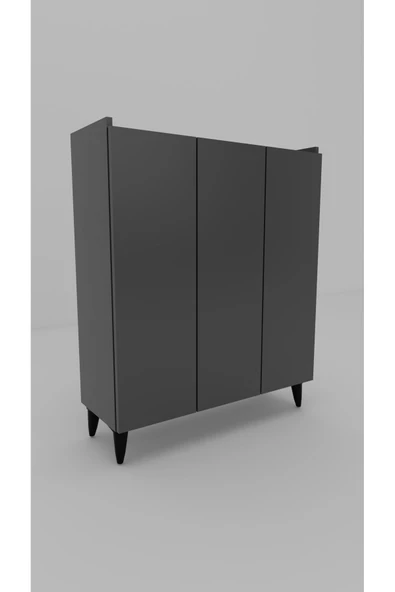 Mirobi İliana 3 Kapaklı 4 Raflı Çok Amaçlı Dolap, Banyo Dolabı, Mutfak Dolabı Antrasit - 4