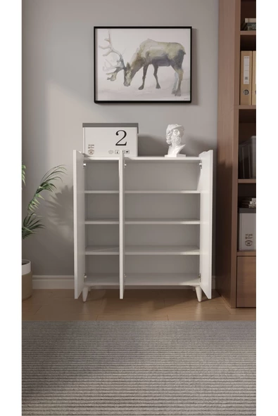 Mirobi İliana 3 Kapaklı 4 Raflı Çok Amaçlı Dolap, Banyo Dolabı, Mutfak Dolabı Beyaz - 3