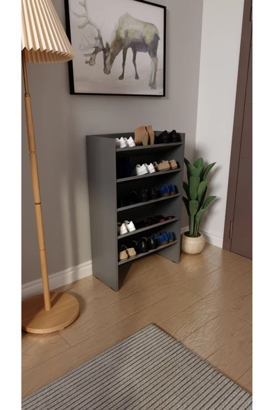 Mirobi Nalani 5 Katlı 5 Bölmeli Dekoratif Ayakkabılık Antrasit - 2