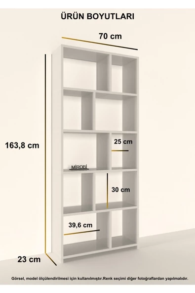 Mirobi Cordoba 5 Raflı 10 Bölmeli Kitaplık Dekoratif Modern Kitaplık Antrasit - 4