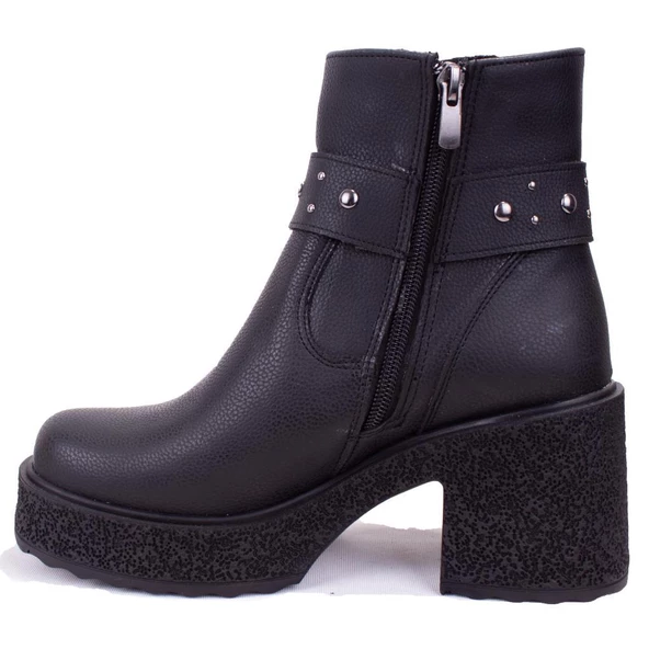 Dagoster DZA07-8962278 Siyah Günlük Platform Topuklu Kadın Bot - 3