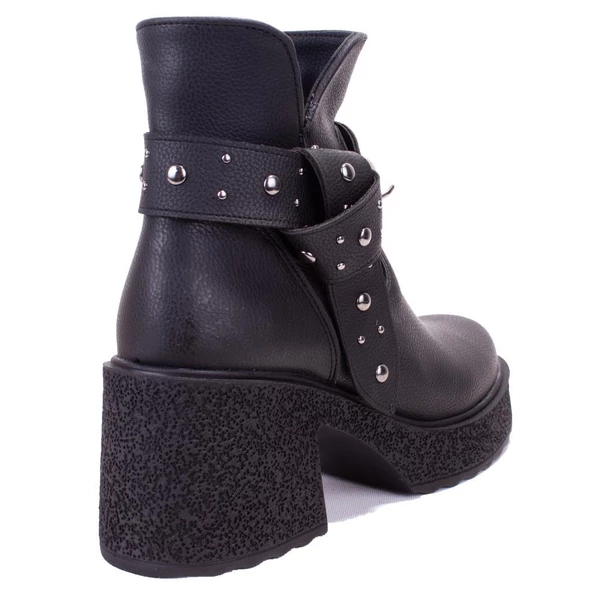 Dagoster DZA07-8962278 Siyah Günlük Platform Topuklu Kadın Bot - 4